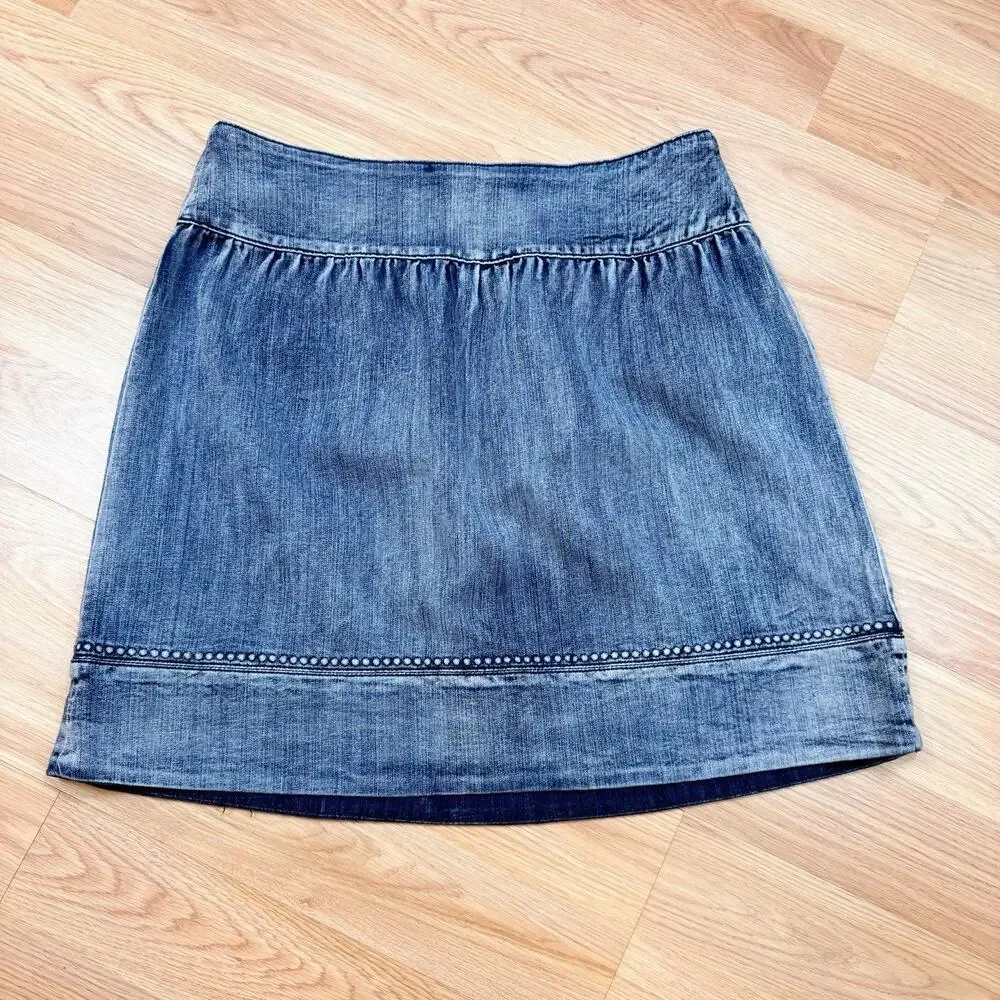 Women’s Vintage Denim Mini Skirt 80s 90s Acid Wash Size 14 Grunge Rock Punk Moto